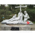 Large The Death Of Jesus christ statue in White Marble